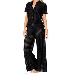 Hurley Women’s 2 Piece Crochet Cover Up Set Shirt & Pants Swim Beach Outfit M NW